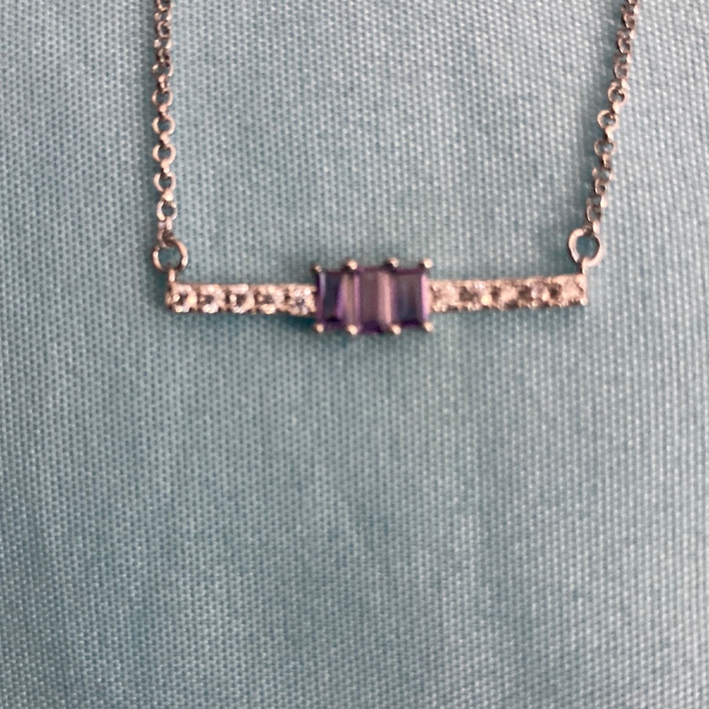Lavender And Clear Crystal Necklace. 18 In Long With Extender.